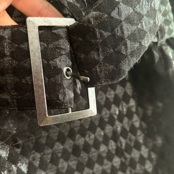 Y2K Candie's Glossy Black Houndstooth Trench Coat M - Picture 5 of 16